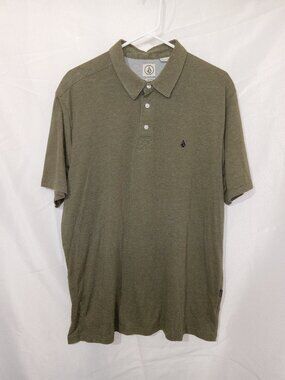 Volcom Polo Shirt Olive Green Casual Short Sleeve Mens XL